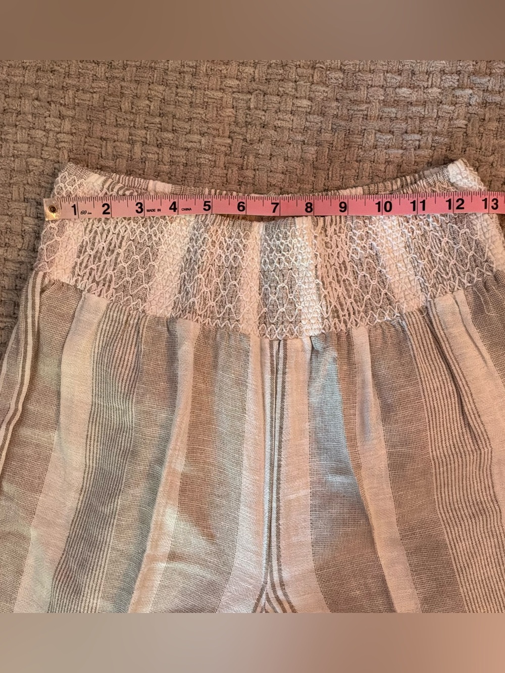 πβ¨π Boho Striped Wide Leg Pants High Rise Elastic Waist Size L - Picture 4 of 10